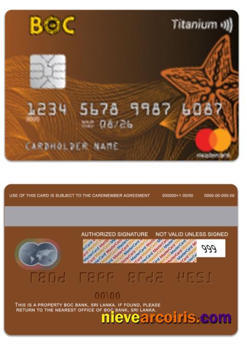 Sri Lanka BOC Bank titanium mastercard